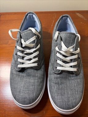 Vans Gray Canvas Low-Top Sneakers with White Laces women’s
